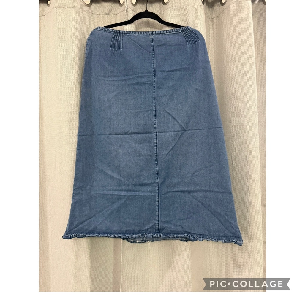 Blue Denim Midi Skirt - Classic A-Line